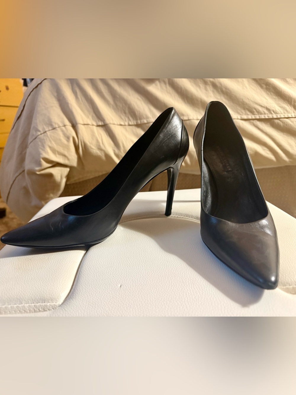 Ralph Lauren Purple LabelBlack Pointed-Toe Leather Stiletto Heels